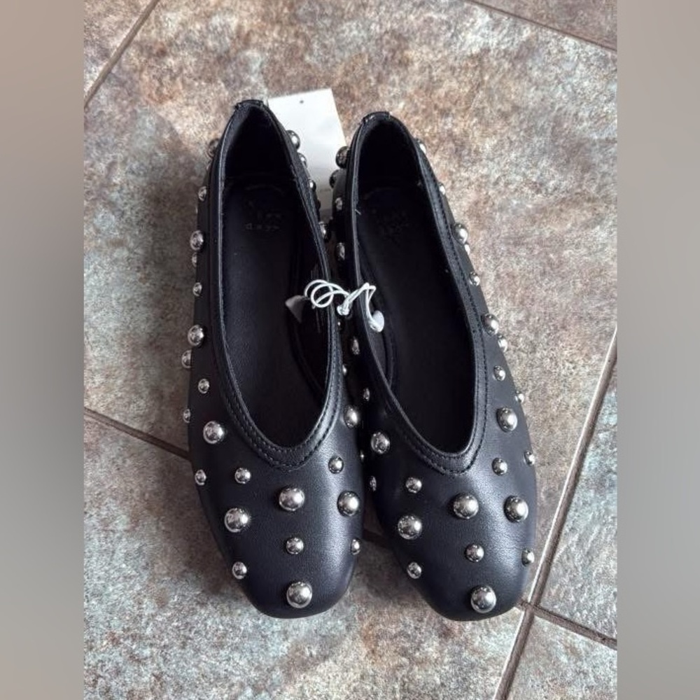 A New Day - Black Studded Flats- size 7.5 and new with tags